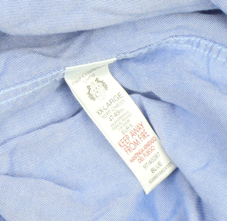Paul Costelloe Living Men's Blue 2XL Button-Down Cotton Shirt