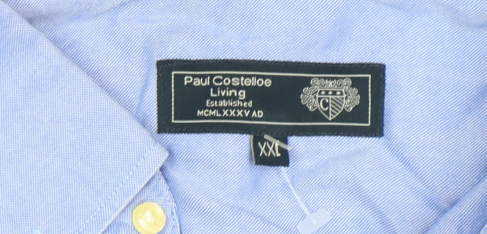 Paul Costelloe Living Men's Blue 2XL Button-Down Cotton Shirt