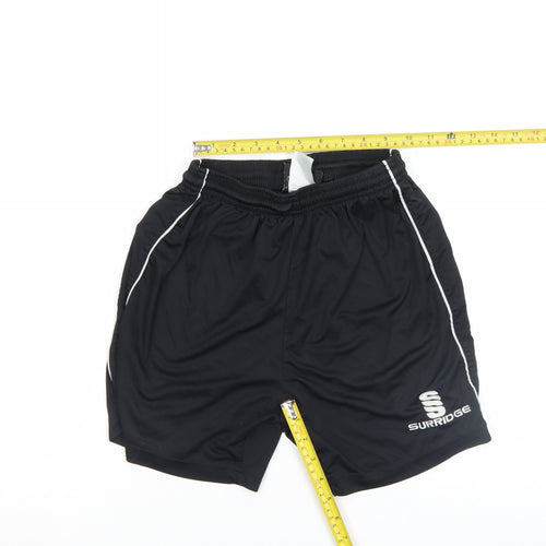 Surridge Boys Black Athletic Sports Shorts YTH Polyester Elastic Waist