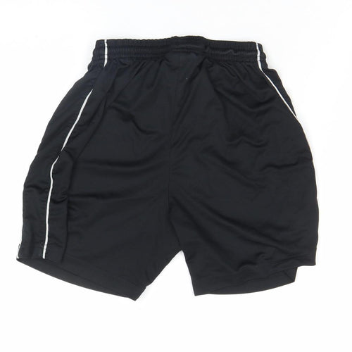 Surridge Boys Black Athletic Sports Shorts YTH Polyester Elastic Waist