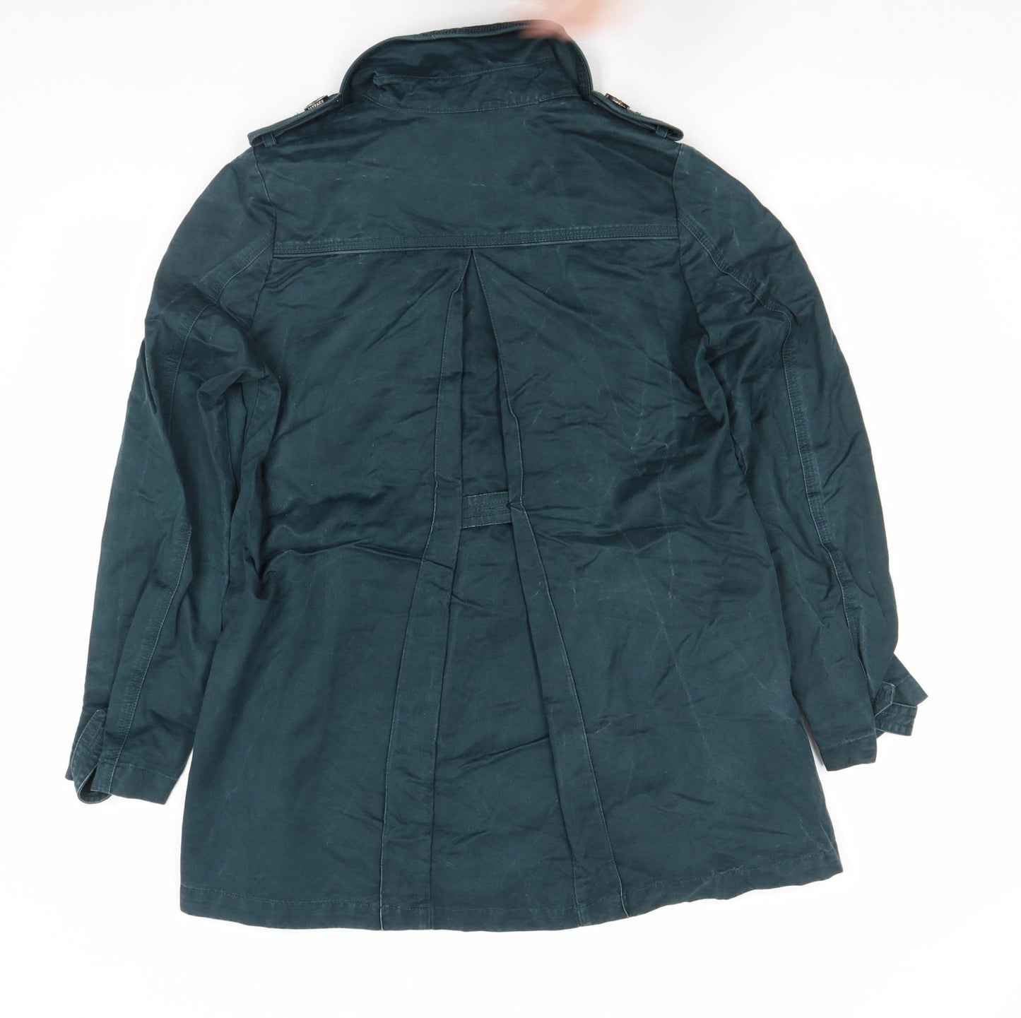 FatFace Women Green Cotton Pea Coat Size 10 Double-Breasted Classic