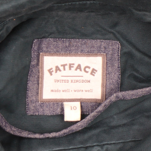 FatFace Women Green Cotton Pea Coat Size 10 Double-Breasted Classic