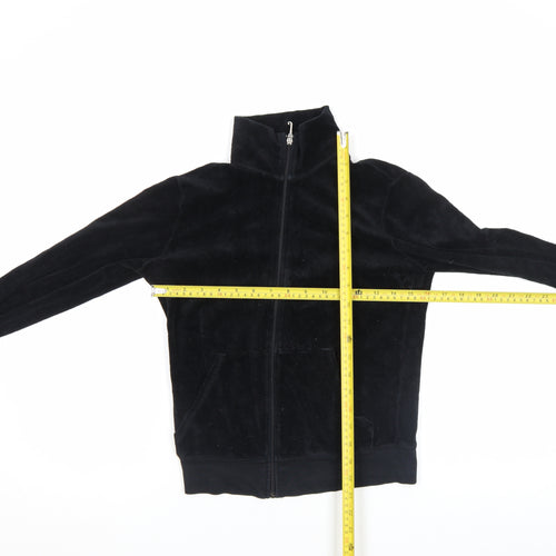 Juicy Couture Girls Black Velour Track Jacket M Zip Front Activewear