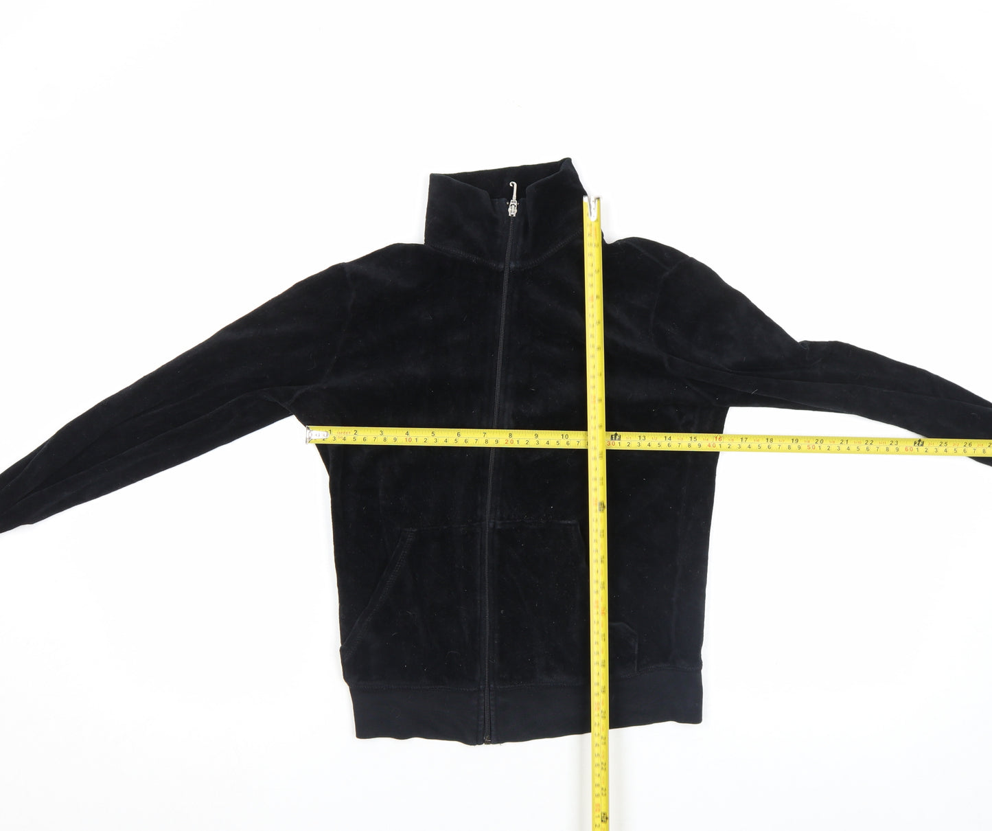Juicy Couture Girls Black Velour Track Jacket M Zip Front Activewear