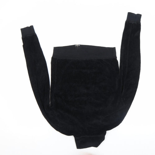 Juicy Couture Girls Black Velour Track Jacket M Zip Front Activewear