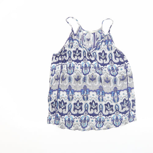 Solitaire Womens Blue Paisley Cotton Camisole M Summer Top