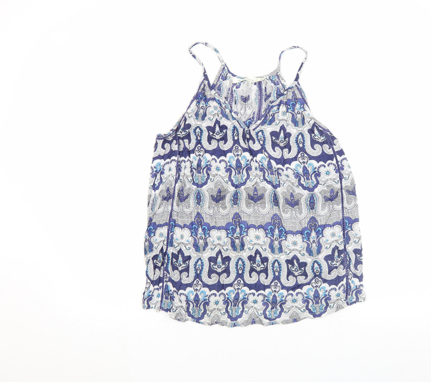Solitaire Womens Blue Paisley Cotton Camisole M Summer Top