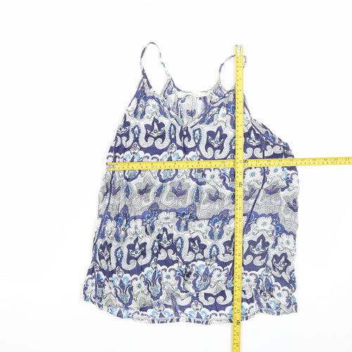 Solitaire Womens Blue Paisley Cotton Camisole M Summer Top