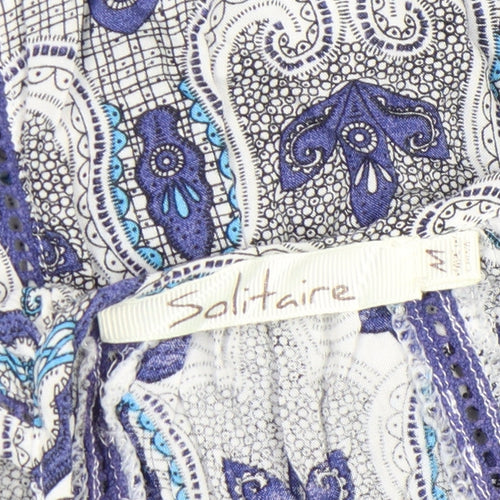 Solitaire Womens Blue Paisley Cotton Camisole M Summer Top