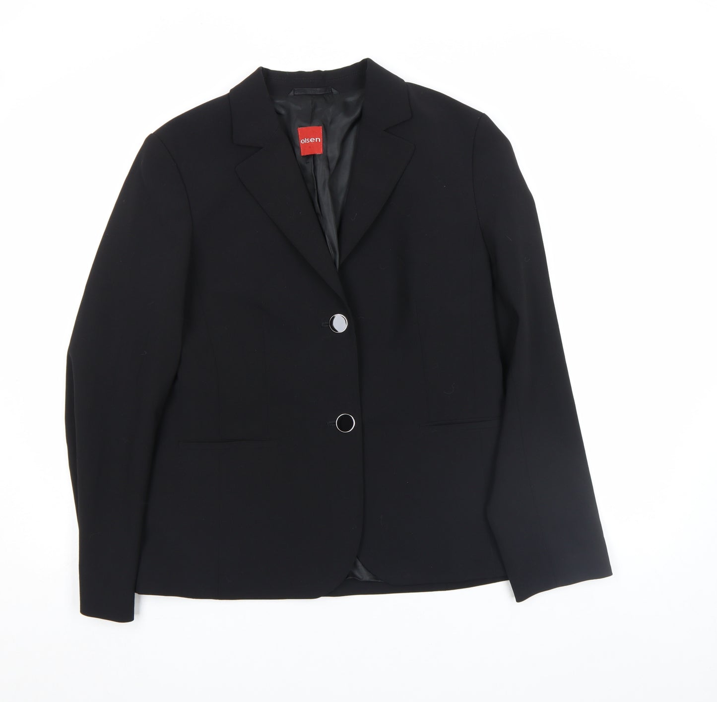 Olsen Womens Black Wool Blend Single-Breasted Blazer Size 12
