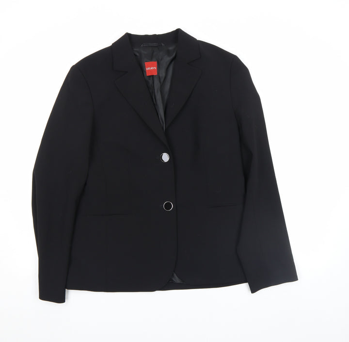 Olsen Womens Black Wool Blend Single-Breasted Blazer Size 12