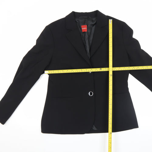 Olsen Womens Black Wool Blend Single-Breasted Blazer Size 12