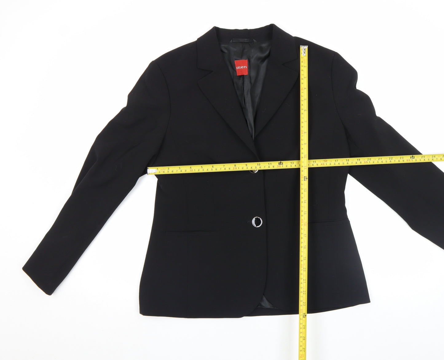 Olsen Womens Black Wool Blend Single-Breasted Blazer Size 12