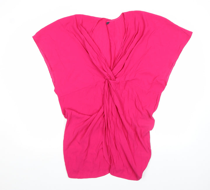 Marks and Spencer Women Pink Viscose Tunic Blouse M