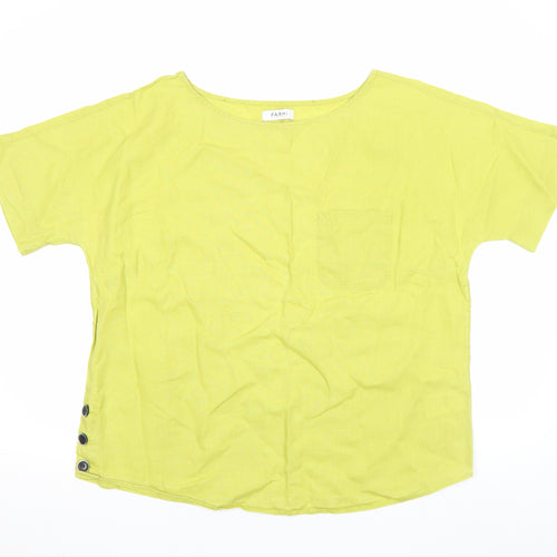 Farhi by Nicole Farhi Women's Green Linen Short Sleeve Blouse Size XL