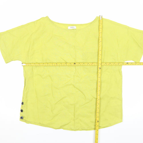 Farhi by Nicole Farhi Women's Green Linen Short Sleeve Blouse Size XL