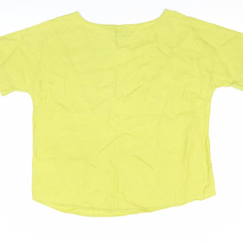 Farhi by Nicole Farhi Women's Green Linen Short Sleeve Blouse Size XL