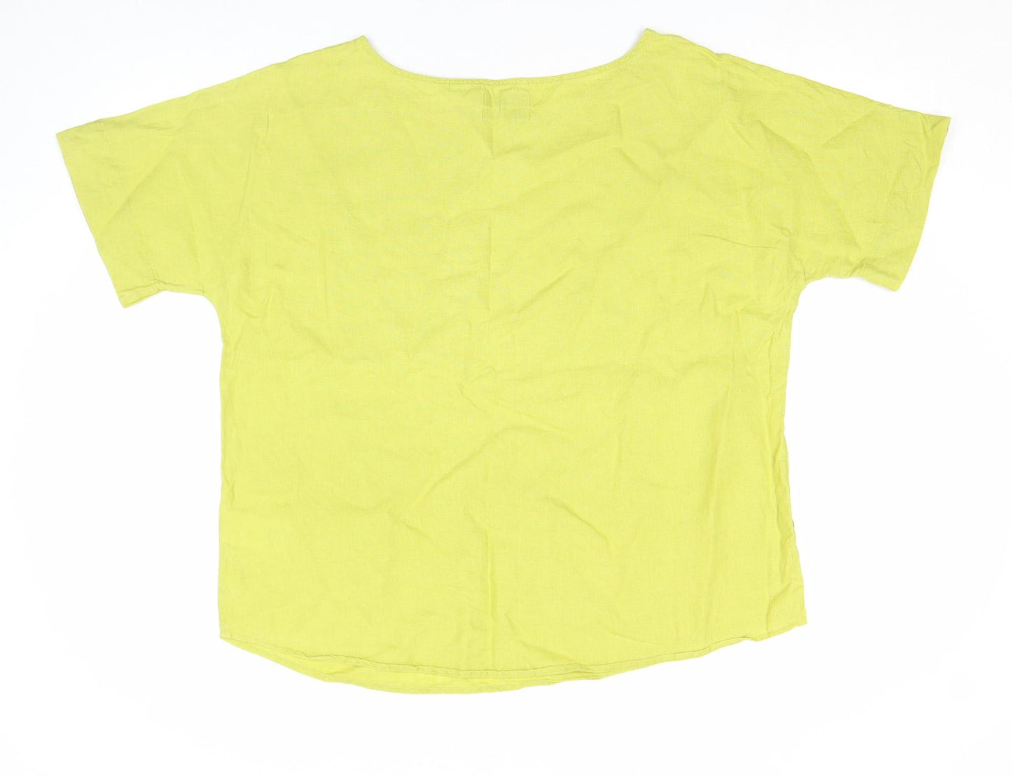 Farhi by Nicole Farhi Women's Green Linen Short Sleeve Blouse Size XL