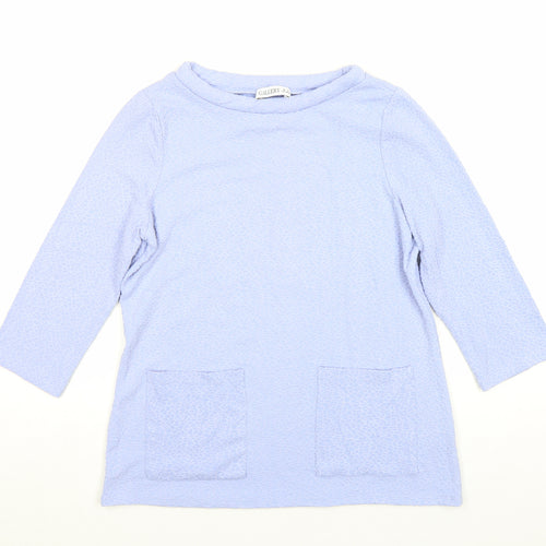 Gallery Women's Blue Boat Neck 3/4 Sleeve Tunic Top Size S