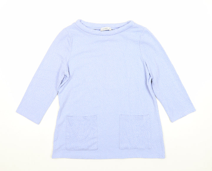 Gallery Women's Blue Boat Neck 3/4 Sleeve Tunic Top Size S