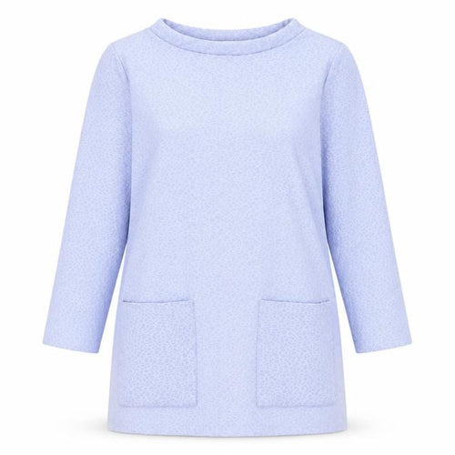 Gallery Women's Blue Boat Neck 3/4 Sleeve Tunic Top Size S