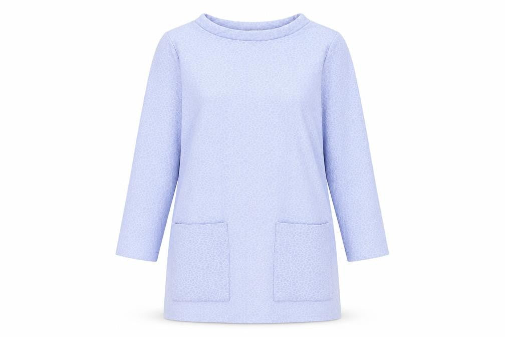 Gallery Women's Blue Boat Neck 3/4 Sleeve Tunic Top Size S