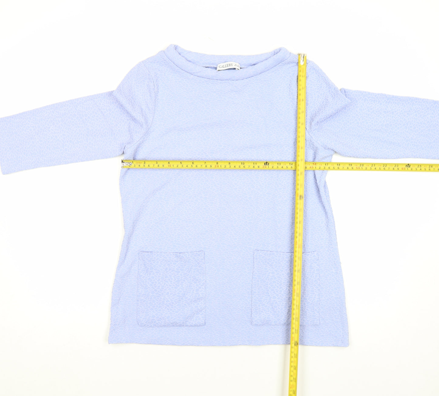 Gallery Women's Blue Boat Neck 3/4 Sleeve Tunic Top Size S
