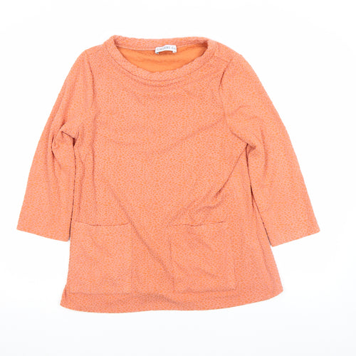 Gallery Women’s Orange Tunic Blouse S 3/4 Sleeve Round Neck