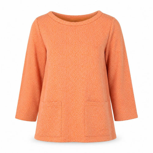 Gallery Women’s Orange Tunic Blouse S 3/4 Sleeve Round Neck