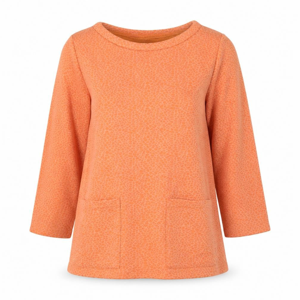 Gallery Women’s Orange Tunic Blouse S 3/4 Sleeve Round Neck