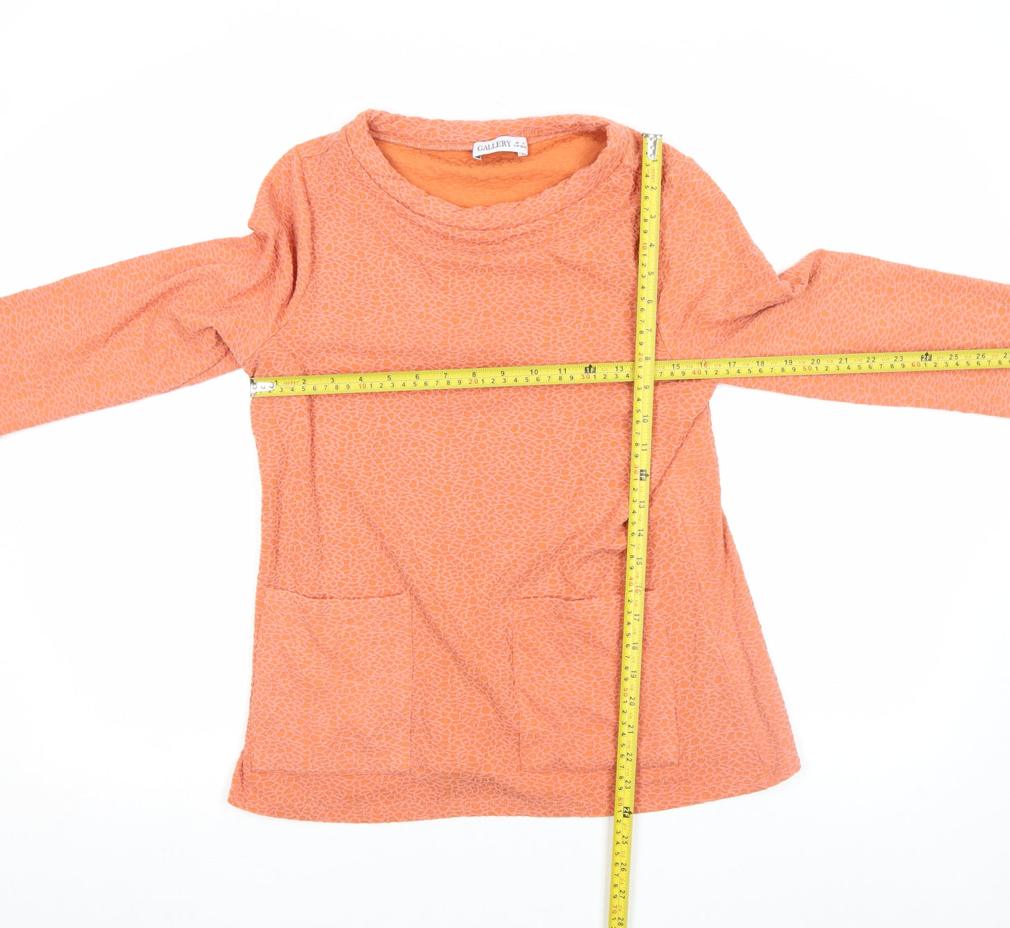 Gallery Women’s Orange Tunic Blouse S 3/4 Sleeve Round Neck