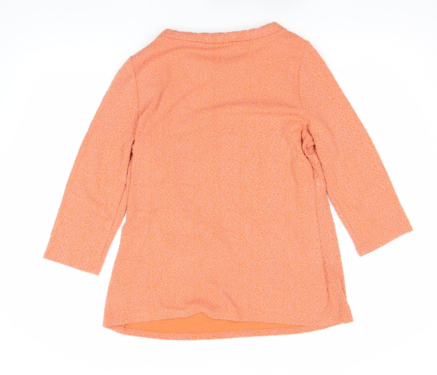 Gallery Women’s Orange Tunic Blouse S 3/4 Sleeve Round Neck