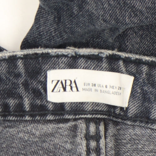 Zara Women’s Grey High Rise Mom Jeans Size 10 Distressed Denim