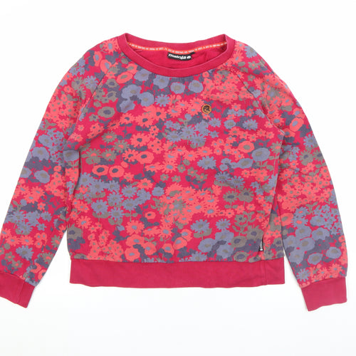 Maloja Womens Red Floral Pullover Sweatshirt Size M Cotton Blend