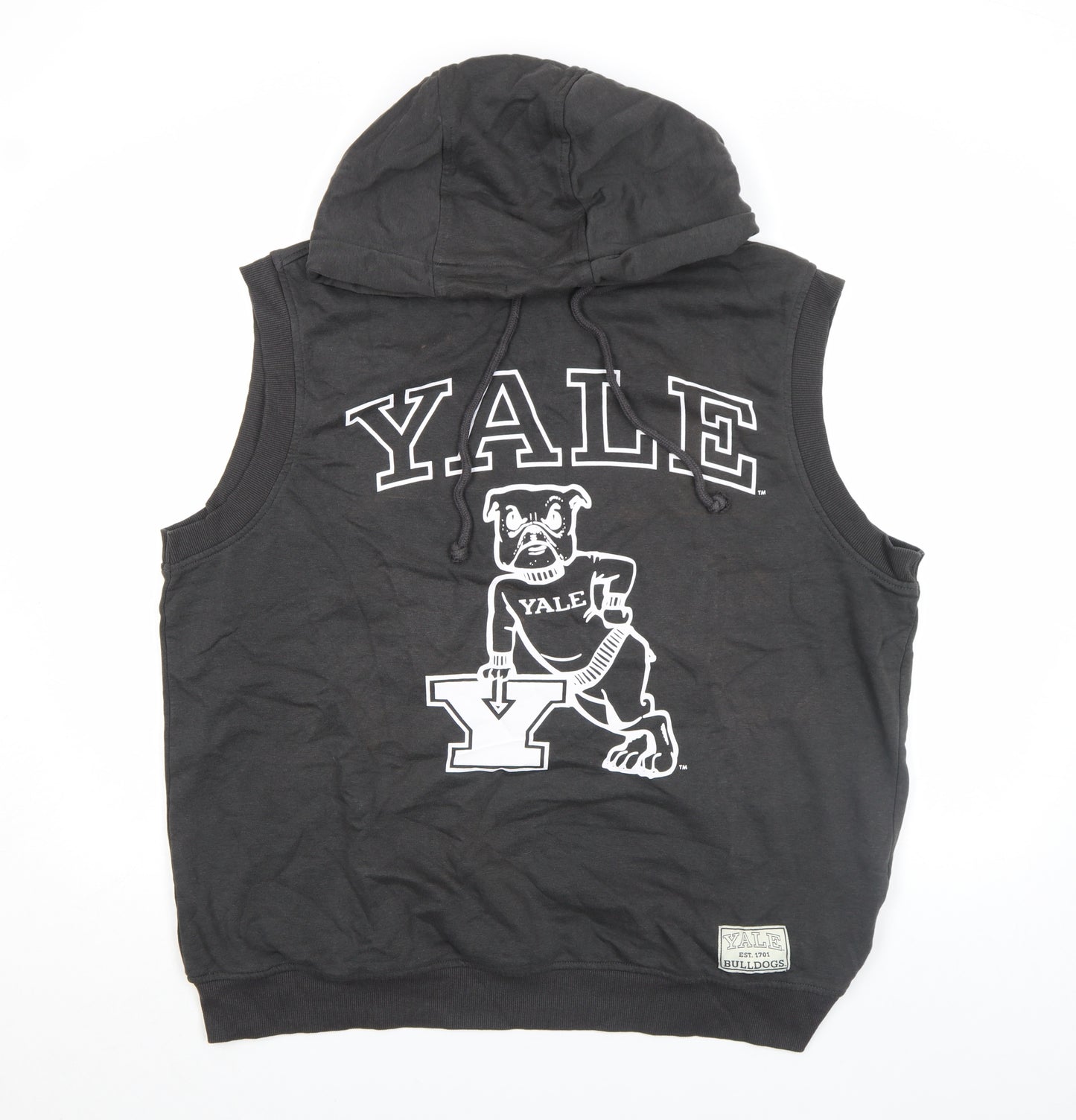 ASOS Men’s Black Yale Sleeveless Hoodie Medium Logo Print Vest
