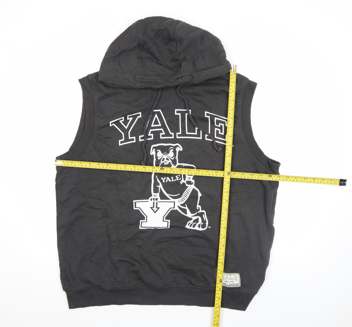 ASOS Men’s Black Yale Sleeveless Hoodie Medium Logo Print Vest