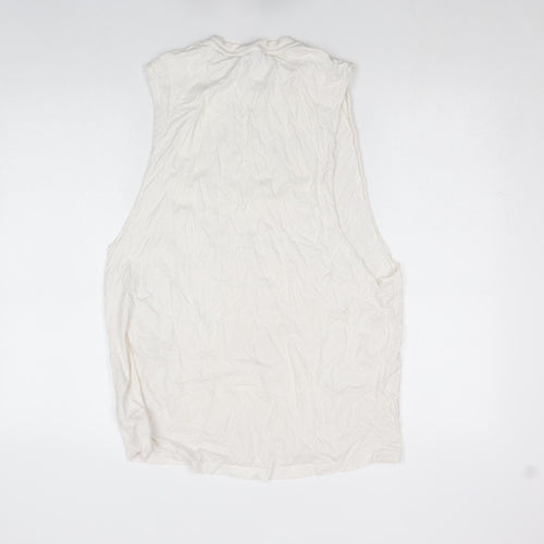 Topman Men's White Sleeveless Tropical Print T-Shirt Size S