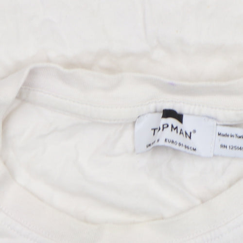 Topman Men's White Sleeveless Tropical Print T-Shirt Size S