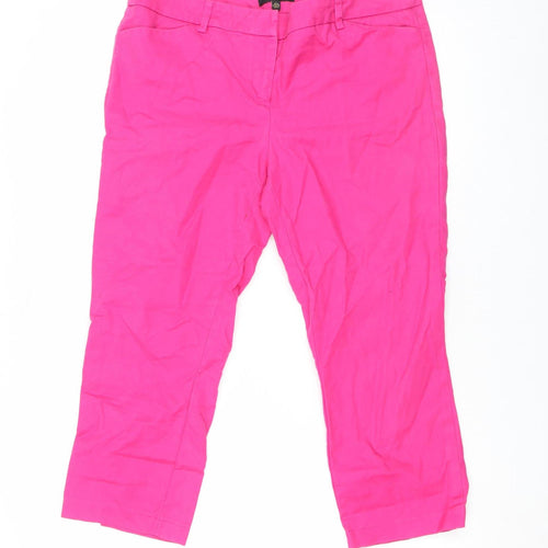 Massimo Fabbro Women's Pink Capri Cotton Trousers Size 14