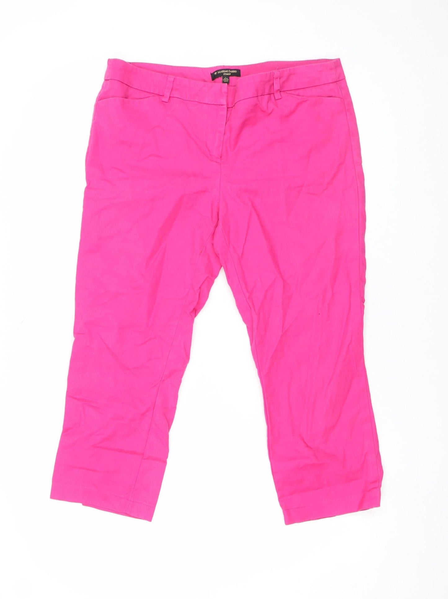 Massimo Fabbro Women's Pink Capri Cotton Trousers Size 14