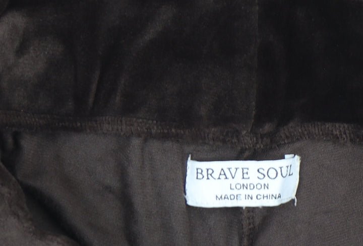 Brave Soul Womens Brown Velour Flared Trousers Size M