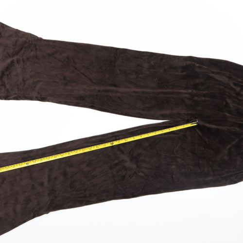 Brave Soul Womens Brown Velour Flared Trousers Size M