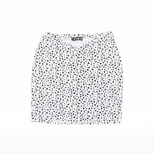 Missguided Women’s White Animal Print Stretch Pencil Skirt Size 8