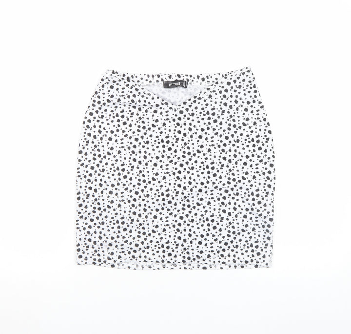 Missguided Women’s White Animal Print Stretch Pencil Skirt Size 8