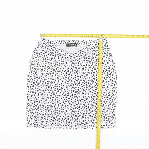 Missguided Women’s White Animal Print Stretch Pencil Skirt Size 8