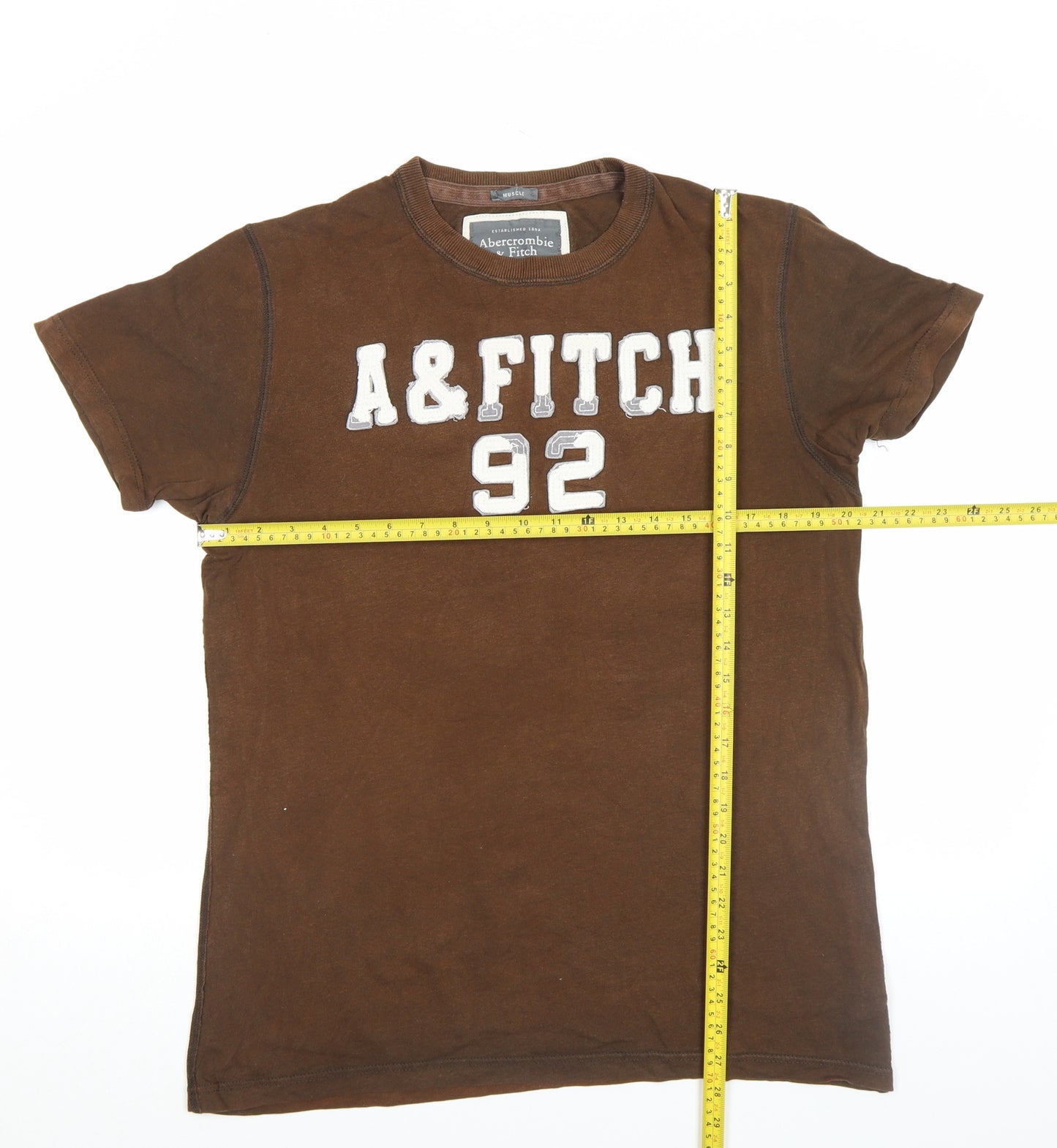 Abercrombie & Fitch Men's Brown Logo Muscle Fit T-Shirt Size L
