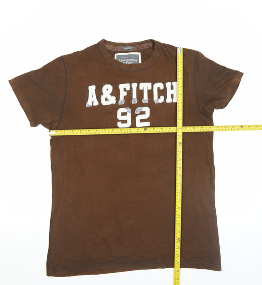 Abercrombie & Fitch Men's Brown Logo Muscle Fit T-Shirt Size L