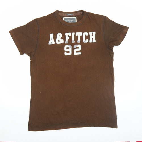 Abercrombie & Fitch Men's Brown Logo Muscle Fit T-Shirt Size L