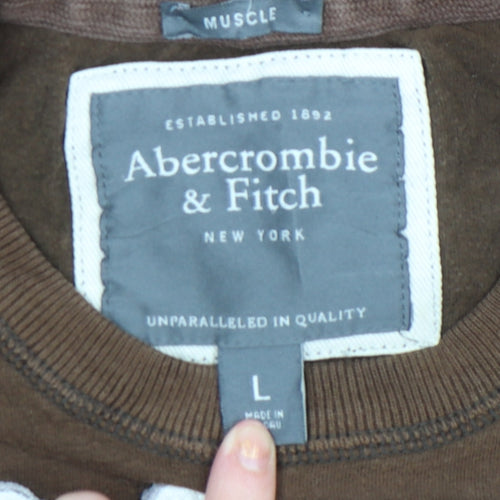 Abercrombie & Fitch Men's Brown Logo Muscle Fit T-Shirt Size L