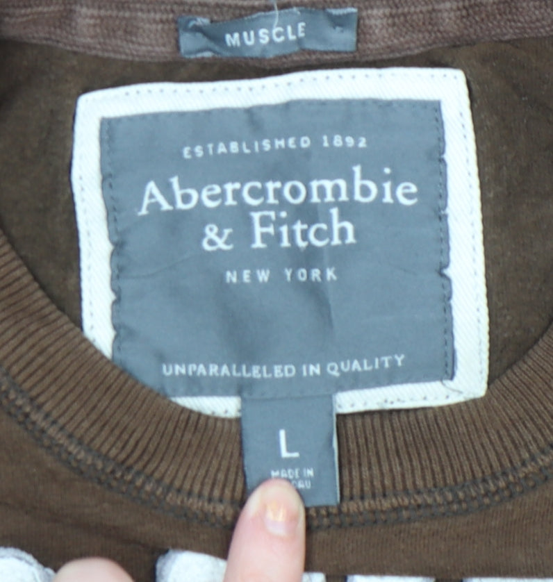 Abercrombie & Fitch Men's Brown Logo Muscle Fit T-Shirt Size L